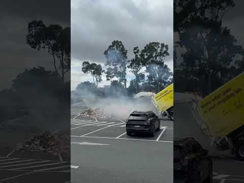 Flames Erupt From Garbage Truck Triggering Emergency Load Dump #shorts